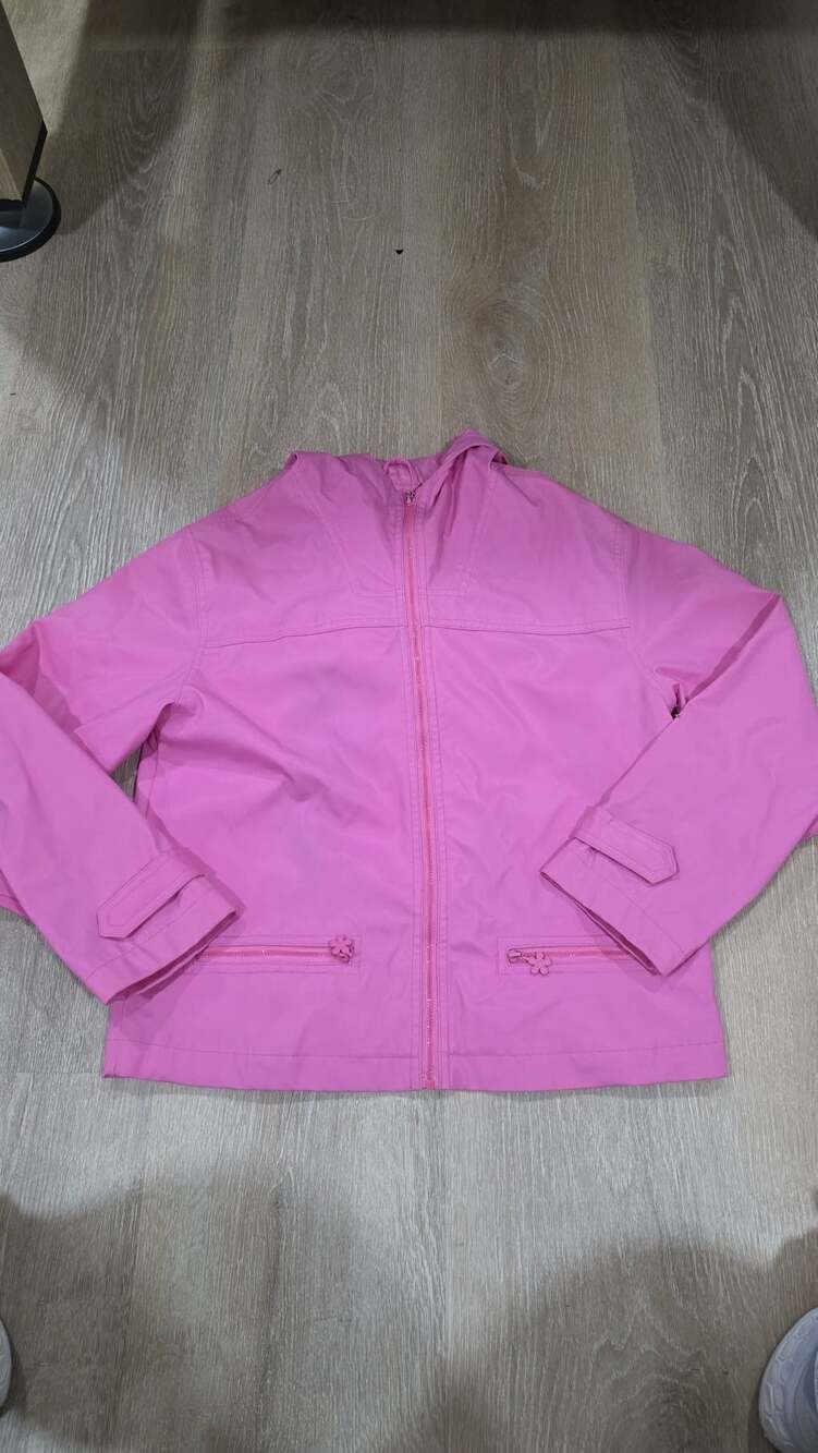 Vintage New Legends Pink Hooded Rain Jacket Girls Size 14